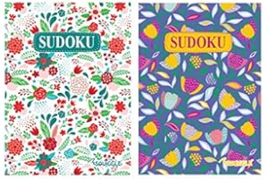 Squiggle A5 Floral Sudoku Travel Size 128pg Puzzle Books - Set of 2