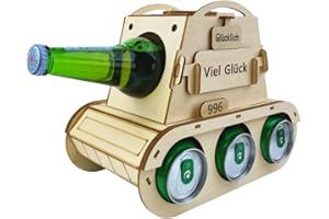 ZELAITE Personalisierbarer Panzer-Flaschenträger aus Holz – Bier Geschenke für Männer zum 30. 40. & 50. Geburtstag – Originelles Bier Geschenk für Männer, Väter & Freunde – Holz Flaschenhalter (G)