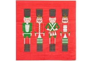Talking Tables Red Nutcracker Christmas Napkins - Pack of 20 Recyclable Serviettes for Xmas Dinner Party Table, Place Settings
