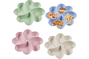 ZSMJAER Snackteller mit Fächern 4 Stück Snackschale Wiederverwendbare Teller mit Unterteilung Snackteller Snackschale mit Fächern für Home Party für Nuss Candy Obst Essen Getrocknetes
