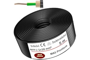 MAS-Premium® Erdkabel Deutscher Marken-Elektrokabel Ring zur Verlegung im Erd- und Außenbereich Standard Starkstromkabel (NYY-J 1x16 mm², 5m)