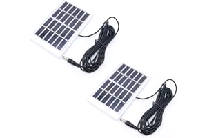 NUZAMAS - Set di 2 mini celle a pannello solare da 6 V 1,2 W, connettore CC con cavo da 3 m, per energia solare, casa fai da te, luce da giardino, progetti scientifici - Giocattoli - Caricabatteria