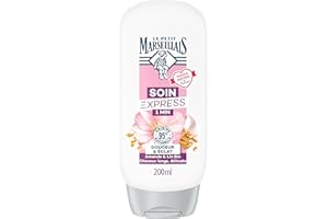 Le Petit Marseillais | Soin Express 1 Min Douceur & Éclat Amande & Lin Bio (flacon de 200 ml) – Après-shampooing pour cheveux longs et délicats – 95% d'ingrédients d'origine naturelle