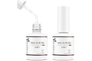 Nicedeco Colle Faux Ongles Extra Forte 2 x 15ml, Gel Glue pour Pose Américaine Ongles Capsules, Ongles en Acrylique, Longue Durée Nail Extend Gel UV/LED