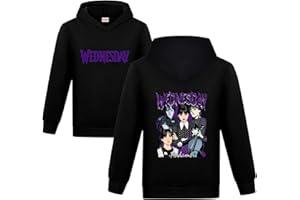Duoxinbos Halloween Wednes-day Hoodies Girls Gothic Hooded Sweatshirt Kids TV Programmes Fashion Pullover Long Sleeve Printed Streetwear for Ages 2-13 Back to School