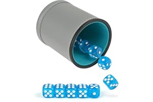 GWHOLE Leather Dice Cup with 10 Dices Dice Stacking Shaker Cup Bar Pub Club Liar Games Dice Rolling Set for Party Games