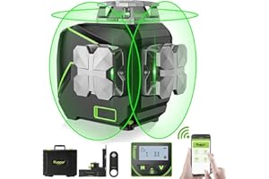 Huepar 3D Laser Level with LCD Screen 3x360°Bluetooth Connected Green Beam Cross Line Laser Level Tool -360° Horizontal/Vertical Line -Remote Control&Hard Carry Case S03CG