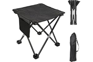 SURBOOTIME Portable Folding Camping Stool, Mini Lightweight Outdoor Chair Seat, Foldable Camping Stool for Fishing Picnic, Beach BBQ, Travel and Hiking with Waterproof Pocket, 13 * 13 * 13 Inch(Stripe color)