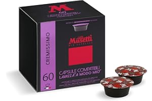 Caffè Musetti, 60 Capsule Caffè Compatibili Lavazza A Modo Mio®, Miscela Cremissimo, dal Gusto Intenso e Bilanciato