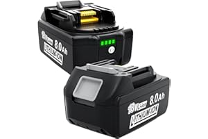 HTONGD 2X Batería Repuesto 8Ah para batería Makita 18V - 8000mAh Li-Ion Original Compatible con BL1860B BL1840 BL1830 BL1815 BL1835 BL1850B BL1845 194205-3 LXT-400 con batería LED para Herramientas