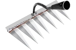 SUNSIOU Garden Harke - Traditionelles Gartenrechen, Metal Kohlenstoffstahl Harken, Laubharke, Rechen Rasenrechen Für Garten, Zinkenrechen, Für Jäten/Lockern/Säen 7 Zahnstahl (ohne Stock)