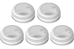 CLOUREE WiFi Detector de Humo, Sensor de Alarma contra Incendios inalámbrico, Sirena de Alarma contra Incendios inalámbrico Smart Life/Tuya con batería de 9V, Certificado EN 14604 (5 Piezas)