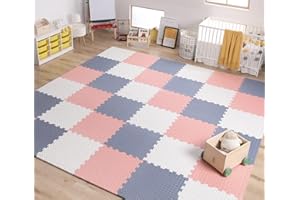 HOMTOL Estera del Rompecabezas Alfombra Puzzle Bebe Acolchada,Suelo de Goma PE Suave, 18 Piezas (30 * 30 * 1,2cm)