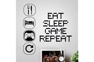 WALL4STICKERS Wall sticker art gaming boys bedroom stickers Eat Sleep Game Repeat room accessories boy decor gamer decal posters kid decals bedrooms children graffiti wallpaper vinyl poster teenage decoration mural