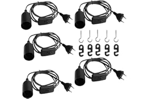LNGJIN 5 Stücke E27 Lampenfassung mit Schalter und Netzkabel, E27 Lampensockel mit EU Stecker,e27 Sockel Lampenfassung,Lampenfassung mit Kabel,für Lampenaufhängung, Pendelleuchte, Deckenlampe