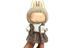 SKYJOY Labubu Puppenkleidung 17cm - Süßes Streetwear-Set mit Kapuzenpulli + Hose + Zubehör - Passend für Labubu 1. 2. 3. Generation/Stehpose/Sitzpose Geeignet für: pop mart/Labubu (E62)