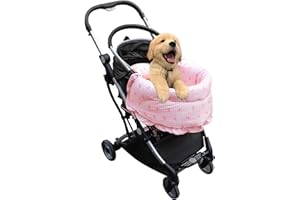 LUKHMELF Pet Stroller Mat, Dog Stroller Bed Mat, Pink Bow Style, Cotton, 36"x18.5", Magnetic Attachment
