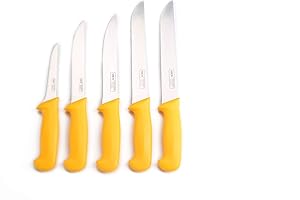Shov Coltello da macellaio, coltello da cucina, coltello da macellaio, 5 pezzi, in acciaio inox, qualità professionale
