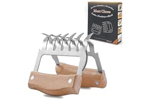UNIQUE'STORE Fleisch Krallen für Pulled Pork Meat Claws BBQ Gabeln Bärenkrallen Edelstahl mit Holzgriff [2 Stück] Langlebig & Scharfe, Geschwungene Gabeln zum Greifen, Zerkleinern & Reißen von Fleisch & Hühnchen.