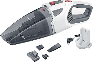 ‎SEVERIN SEVERIN 4-in-1 Akku-Handstaubsauger, kabelloser Nass- & Trockensauger für Autositze, Handsauger für Tierhaare & Flüssigkeiten, bis zu 30 Min Laufzeit, weiß-grau/rot, HV 7146