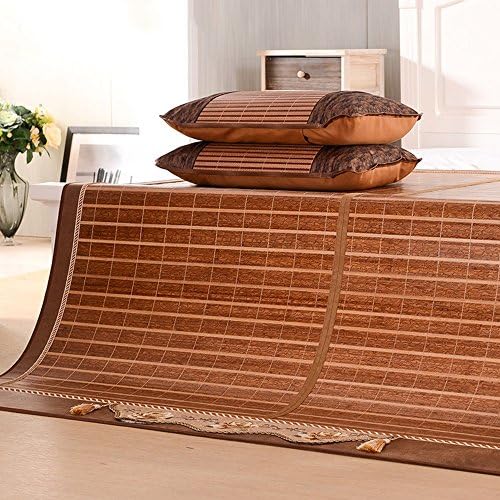 Mattress Pads Natural Mat Bamboo Mat 1.8m Bed Fold Air Conditioning Mats 1.5 Students Bamboo And Rattan Double-sided Ice Silk Pillowcase Wooden Mat   Front And Rear Dual-use (Size : 1.5 m (5 ft))