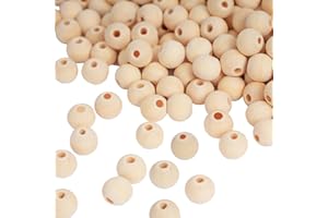 CUWELT 600 Stück 10mm Holzperlen Natur zum Auffädeln, Unbehandelte Holzkugeln mit Loch, Rund Holz Perlen, Holzperlen mit Loch, Bastelperlen Holz mit Loch 3mm für DIY Schmuck Basteln Armband Halskette
