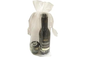DELIEX DELICIAS DE EXTREMADURA Botellita de vino Antaño rioja 18,7 cl con crema de torta de queso 30 gr en cristal y bolsa de organza, detalles para invitados en bodas, comuniones, bautizos, regalitos originales.