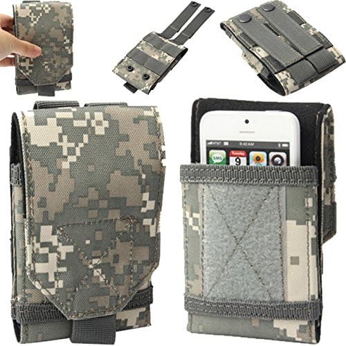 Universal Army Military Hiking Tactical Camo Bag Case Cover Pouch Belt Loop Hook Holster For Samsung Galaxy (A3 A300, A5 A500, Alpha G805, Avant, Beam2 G3858, Chat 322 / 333, Core (Advance, I8260, II, Lite, Plus, Prime G360)) - Camouflage Digital Grey