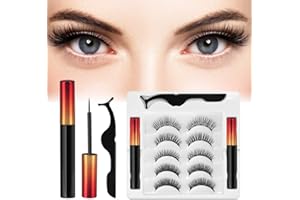BEITONY Magnetische Wimpern 5 Paare, Magnet Wimpern, 3D Magnetische Wimpern mit Eyeliner, Magnetische Wimpern Eyeliner Set, Wasserdicht und wiederverwendbar mit Pinzette rot