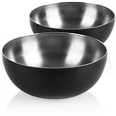 com-four&reg; 2 x Stainless Steel Salad Bowls, Salad Bowls | Snacks - Mixing &amp; Serving Bowls - Exterior Coated Bowl