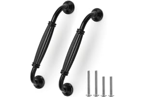 Kyrio Paquete de 12 tiradores de puerta de armario, tiradores de cajón de arco largo negro mate para muebles de cocina y dormitorio (agujero central de 128 mm / 5 ")