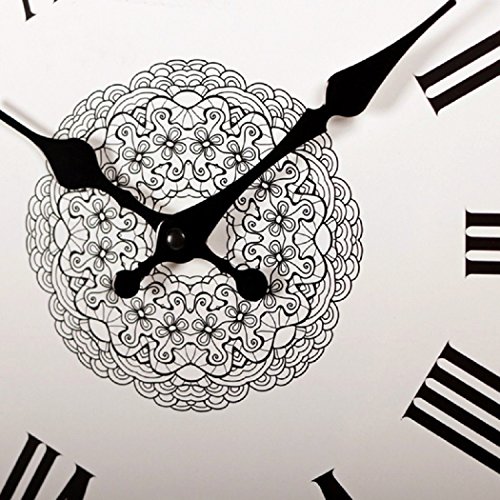 Foxtop 30 cm Antik Uhr Wanduhr Weiß Römische Zahlen und Frontglas-Abdeckung für Küche Wohnzimmer - 3