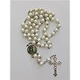 Off White Pearl Rosary For Wedding/Communion | Catholic Prayer Rosary for Men & Women 8mm beads (Off White)