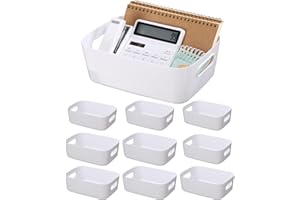 PERMUST 10 Pezzi Cestino Portaoggetti Plastica, Cestini Portaoggetti, Organizer Bagno Portaoggetti, Piccolo Scatola Portaoggetti per Cosmetico, Scaffale di Cucina, Bagno, Ufficio, Armadio-2 Size