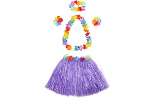 thematys Costume hawaïen | jupe hawaïenne | jupe 4 pièces | couronne de fleurs | hommes | femmes | carnaval | cosplay | Halloween | Oktoberfest | mariage | beach party | vacances | anniversaire