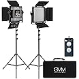 GVM Great Video Maker 2 Pack LED Lighting Kits with APP Control, Bi-Color Variable 2300K~6800K with Digital Display Brightness of 10~100% for Photography, CRI97+ TLCI97 Led Light Panel +Barndoor