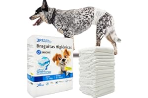 BPS BUENA PET SHOP BPS 30Pcs Braguita Higiénica Pañal Sanitarios Macho para Perro Mascotas Fisiológicas Bragas Higiénicas 3 Tamaños a Elegir (L) BPS-2219