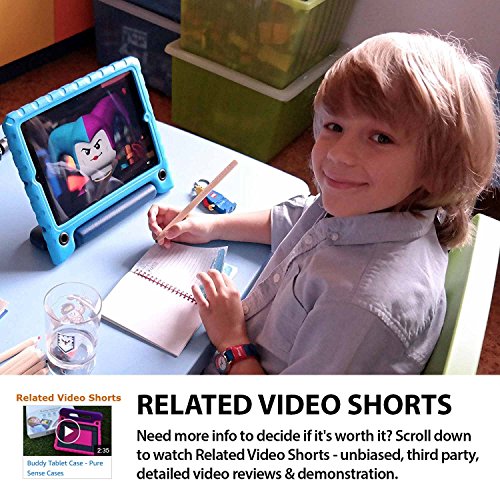 Apple iPad Air 1 Hülle für Kinder, PURE SENSE BUDDY robust antibakteriell keimfrei Schultergurt strapazierfähig Kinder widerstandsfähig stoßsicher Spielzeug Schutz tragbar Schutzhülle + Griff, Standfunktion, Displayschutz (Blau) - 7