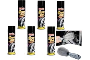 HITOPSELLER MAFRA Extreme Black Nero Gomme Spray Ultra Brillante, con Effetto Bagnato, Previene Le Screpolature, Resistente a Pioggia e Lavaggi Frequenti 500ml + Spazzola per Cerchioni in Omaggio (6)