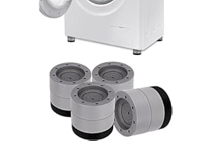 BUDOCI 4 Stück Vibrationsdämpfer, 3.5-6 cm, Kunstharzfaserkunststoff und TPU, Grau, Rund für Waschmaschine, Trockner, Kühlschrank