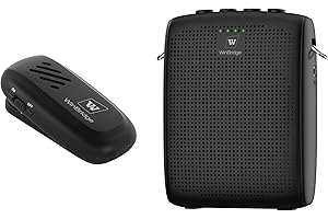 WinBridge Amplificador de Voz Inalámbrico con Micrófono Lavalier Bluetooth para Profesores, Altavoz Portátil y Sistema de Micrófono Inalámbrico de Clip, Mini Megáfono con Micrófono, 15W 2600mAh WB005