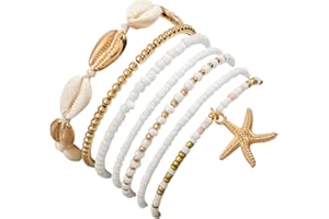 CHAOTEMAI Armbänder Damen Muschel Armband Shell Bracelets for Women Set FußKettchen für Damen Boho Multilayer Pearl Bracelets
