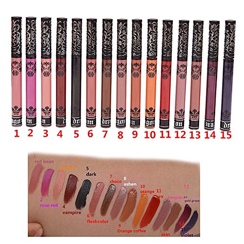 Lippenstift Lippencreme Lippe Gloss Matt Lippenstift Flüssigkeit Lippenstifte 15 Farben wasserdicht langlebig Matte Liquid Lipstick Schönheit Lippe Gloss,Sexy Wasserdichte Long Lasting Moisturizing Lippenstift Lip Gloss/ Fashionable Colors Long Lasting Lipsticks Set,Dauerhafte Lange,Wasserdicht,Lange andauernd,Feuchtigkeitsspendend,Nicht verblassen,15 Farben - 5