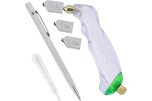 Swpeet 5Pcs 2mm-20mm Glass Cutter Pistol Grip and Ergonomic Grip Tungsten Carbide Glass Cutting Tools with Oil Dropper Assortment Kit, Professional Stained Glass Cutting Tool for Stained Glass Work