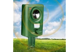 Tisaika Ultrasonic Cat Scarer Fox Deterrent Battery Operated Cat Repellent for Gardens Bird Repeller Waterproof Adjustable Sensitivity Motion Sensor for Outdoor Animal Dog Squirrel Deer, etc