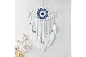Dremisland Bianco Acchiappasogni Macramè Dreamcatcher Fatto a Mano Malocchio Acchiappasogni Appeso a Parete Decorazione della Casa Ornamento Regalo del festival di Benedizione