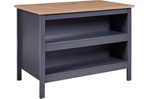 ‎INTER LINK Inter Link - Kücheninsel - Mittelinsel - Arbeitsplatte - Küchenschrank mit Regalen - Melaminbeschichtet - Länge 124cm - Höhe 82 cm - Tiefe 75 cm - Nellina - Anthrazit/Eiche Artisan