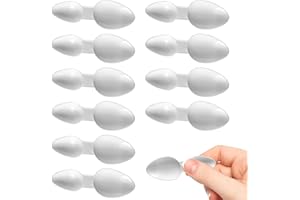 VLYX Cucchiai di plastica a Doppia Faccia da 5 ml/2,5 ml, 10 cucchiai riutilizzabili per medicinali, Cereali in Polvere, Latte in Polvere, caffè in Polvere, medicinali (Bianco)