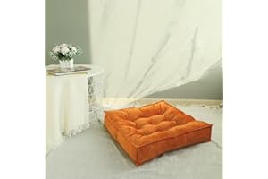GREATOYAR Cojín Suelo Cuadrado de Terciopelo para Exteriores e Interiores, Meditación, Sillas, Bancos, Palets, 58x58x10cm, Naranja