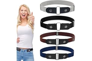 JOKILY 4 sztuki pasek bez klamry, bez klamry, pasek dla kobiet, niewidoczny elastyczny pasek do dżinsów spodni, unisex, bez sprzączek, regulowany pasek bez klamry, bez sprzączki